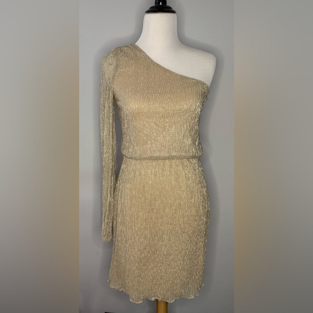 Bison Bisou golden metallic Grecian style evening dress